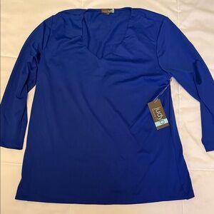 Women's Royal Blue V-Neck Long Sleeve Top